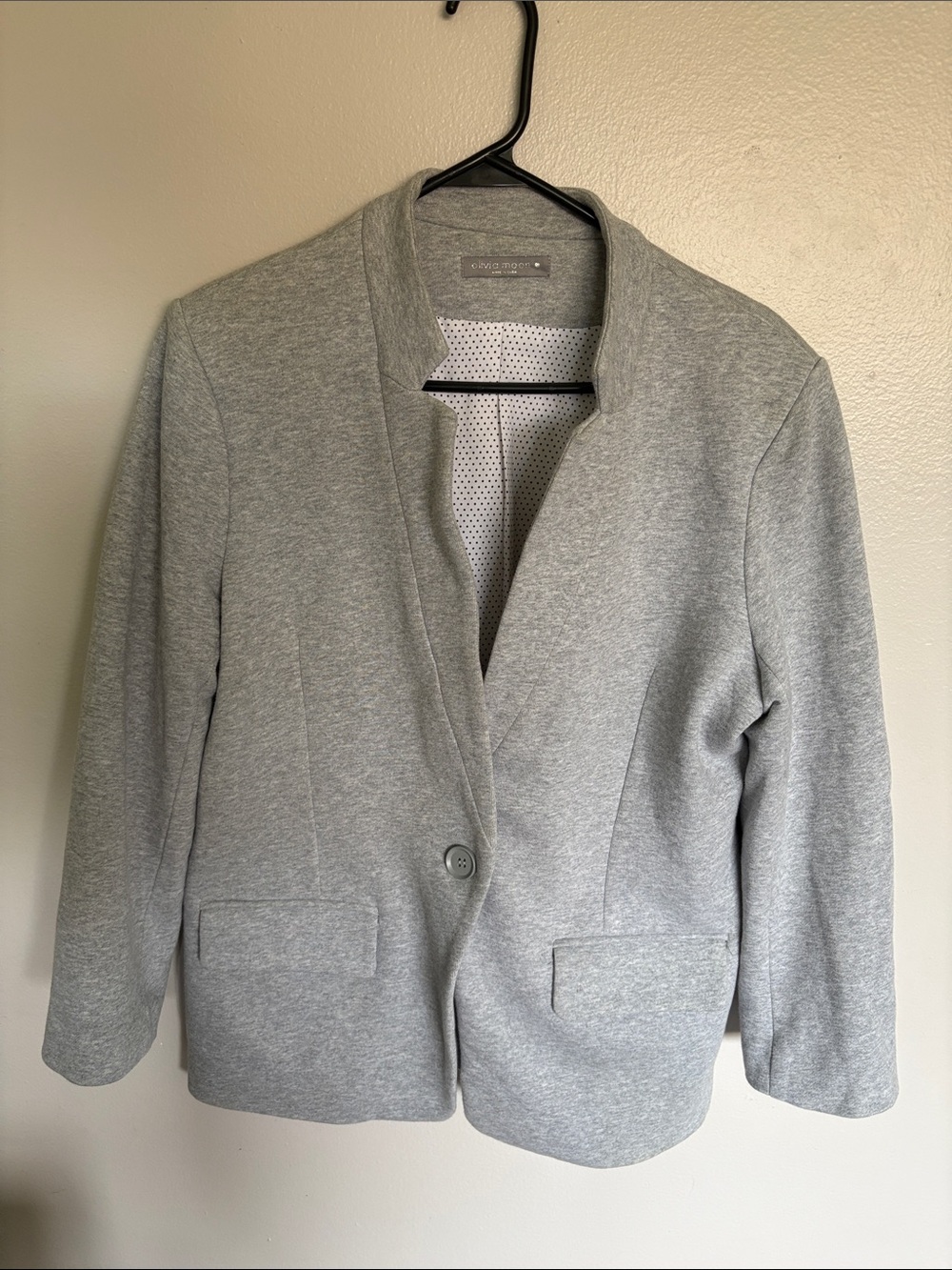 Olivia Moon Light Gray Single-Button Blazer